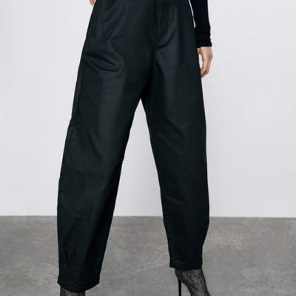 Waxed slouchy jeans